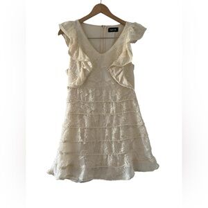 Fab’rik Cream Tiered Ruffle Mini Dress